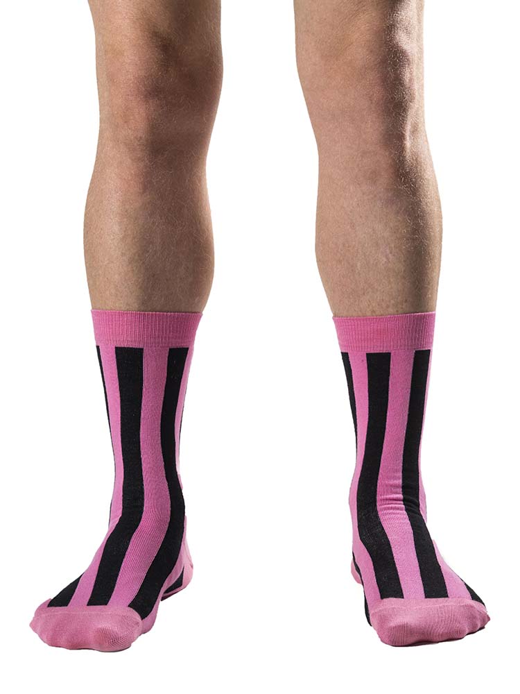 pink and black striped socks