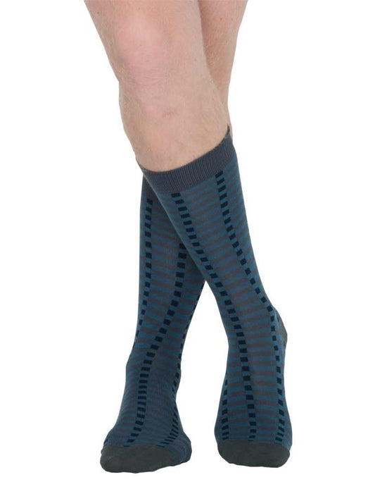 Blue & Grey Block Sock (7-11)